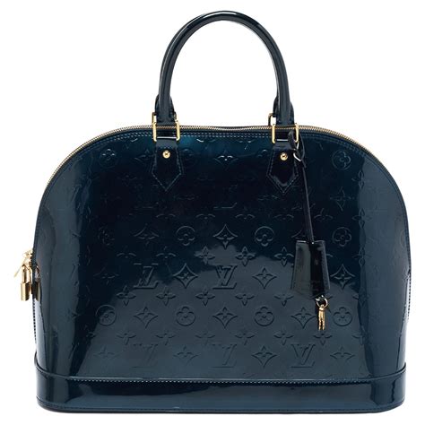 louis vuitton blue nuit monogram vernis alma gm bag|louis vuitton vernis leather.